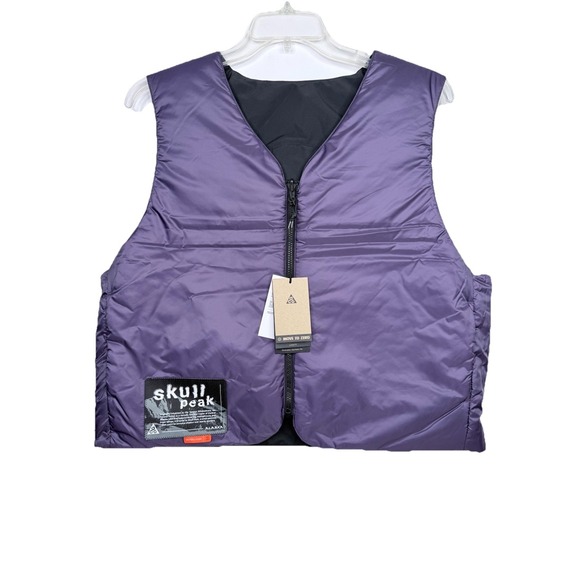 Nike ACG Skull Peak PrimaLoft Reversible Vest Lightweight Black Purple Mens Sz L - Picture 9 of 12